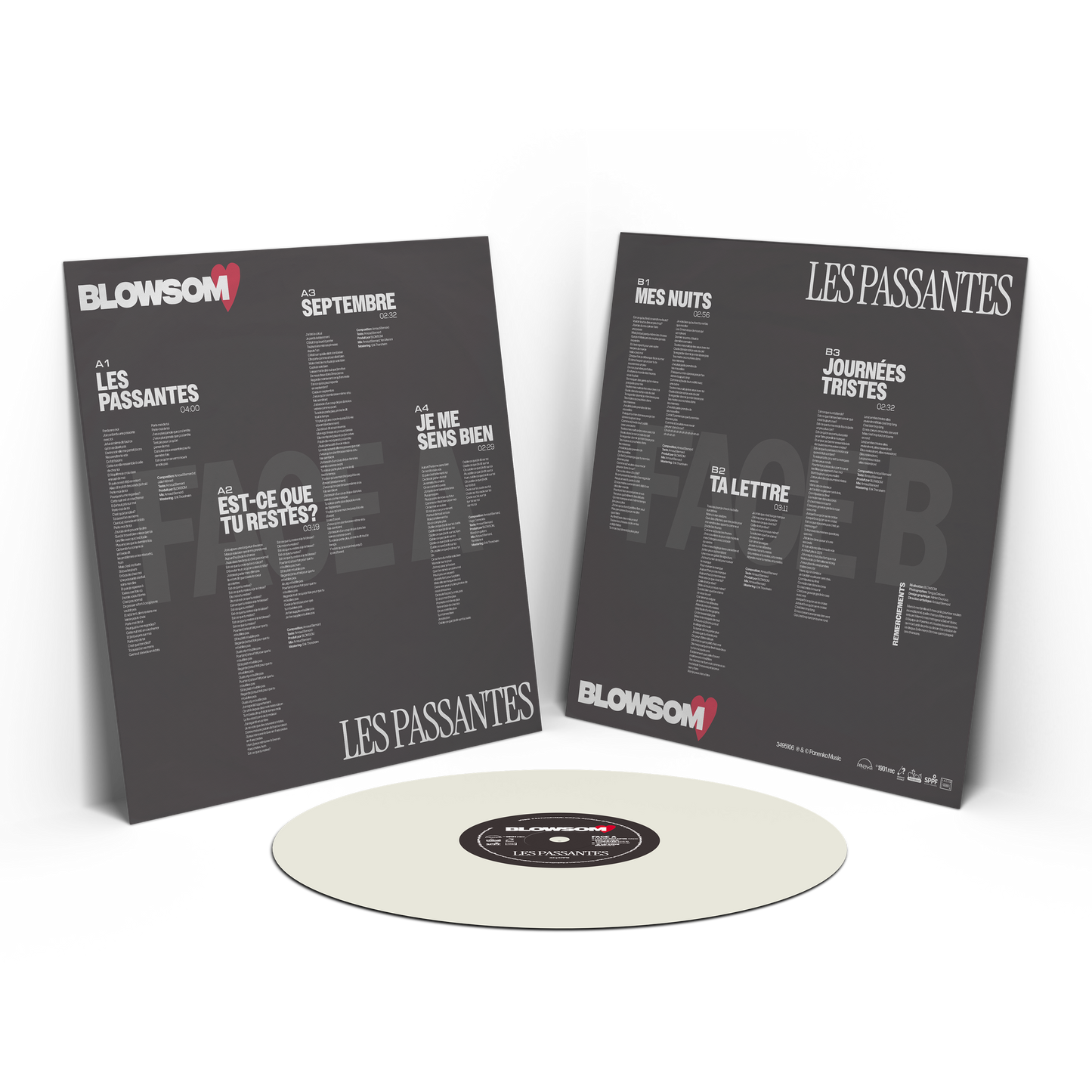 Vinyle blanc crème "LES PASSANTES" + planche d'autocollants offerte