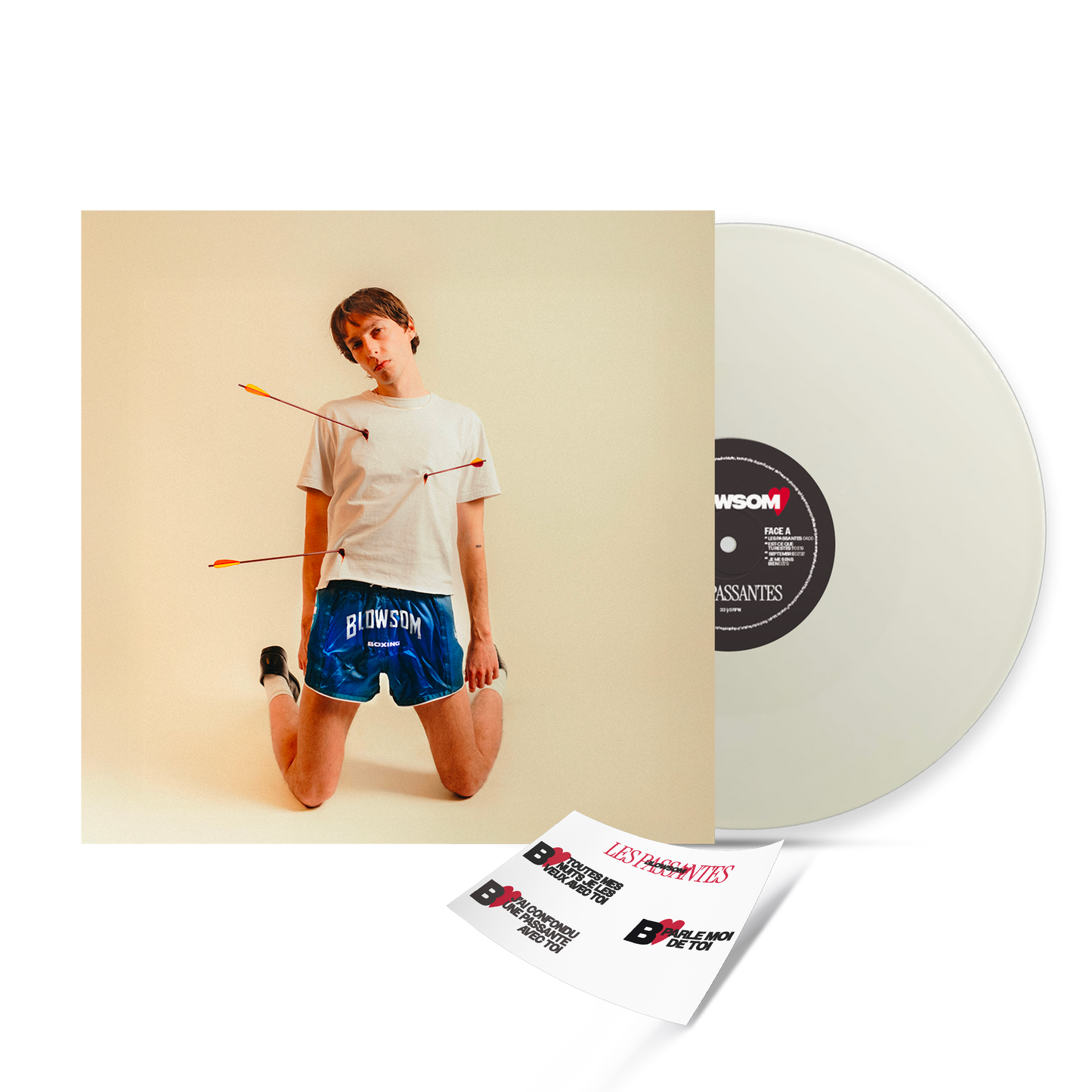 Vinyle blanc crème "LES PASSANTES" + planche d'autocollants offerte