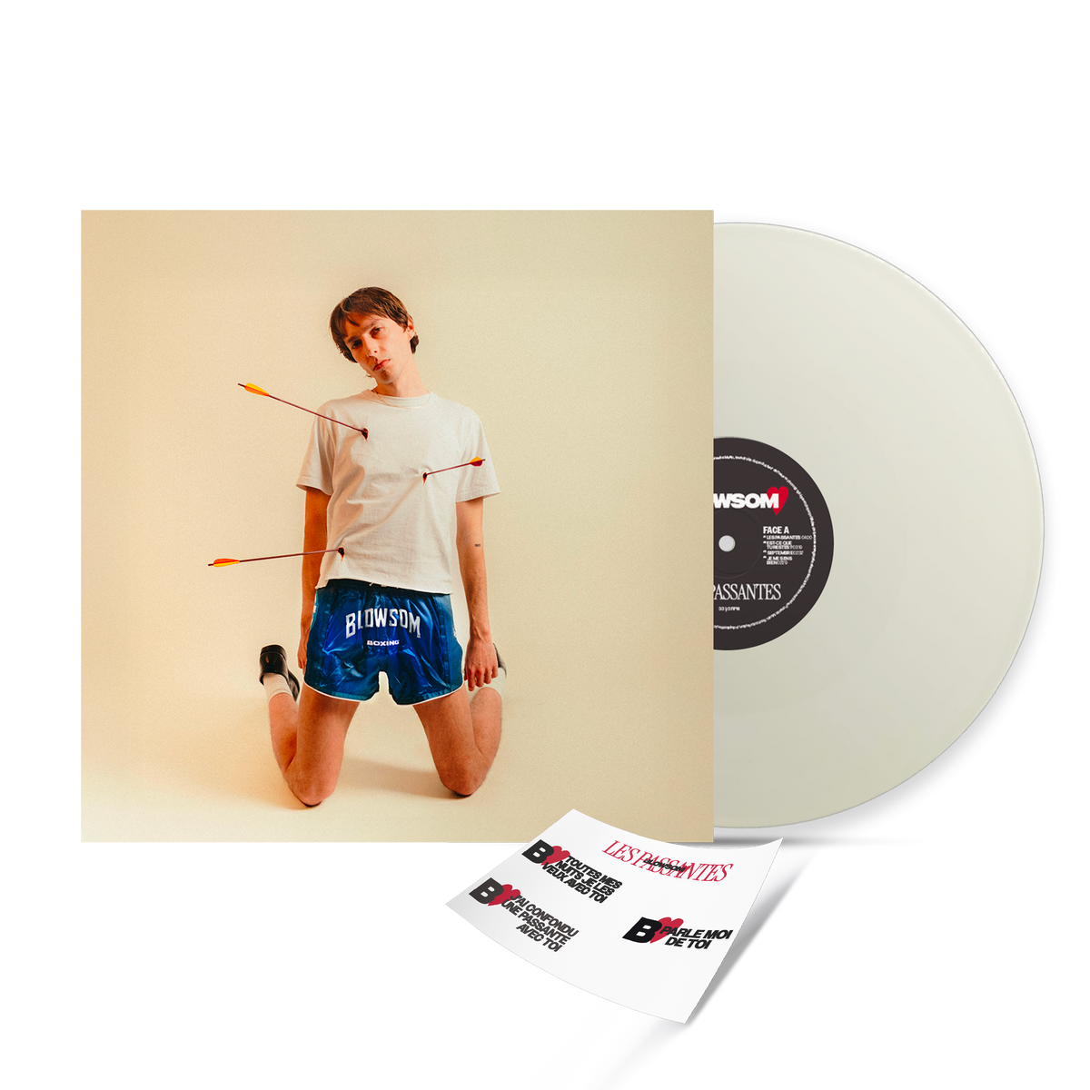 Vinyle blanc crème "LES PASSANTES" + planche d'autocollants offerte