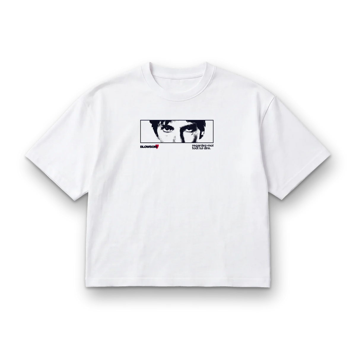 T-shirt blanc « regardez-moi tout lui dire. »